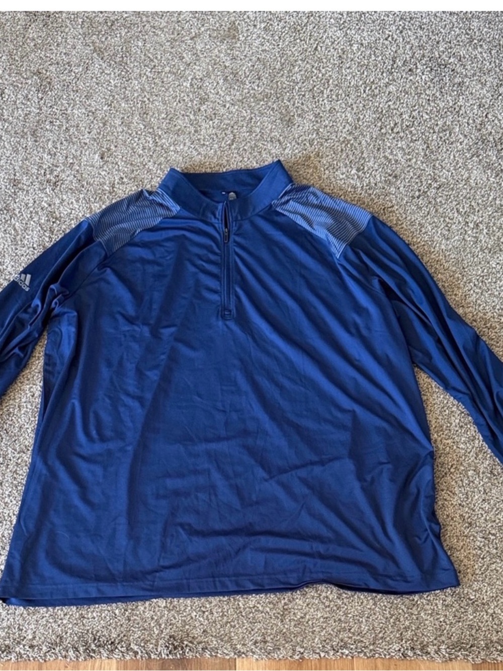 adidas Men's Blue Long-Sleeve Quarter-Zip Training Top Baseball 3X Large XXX